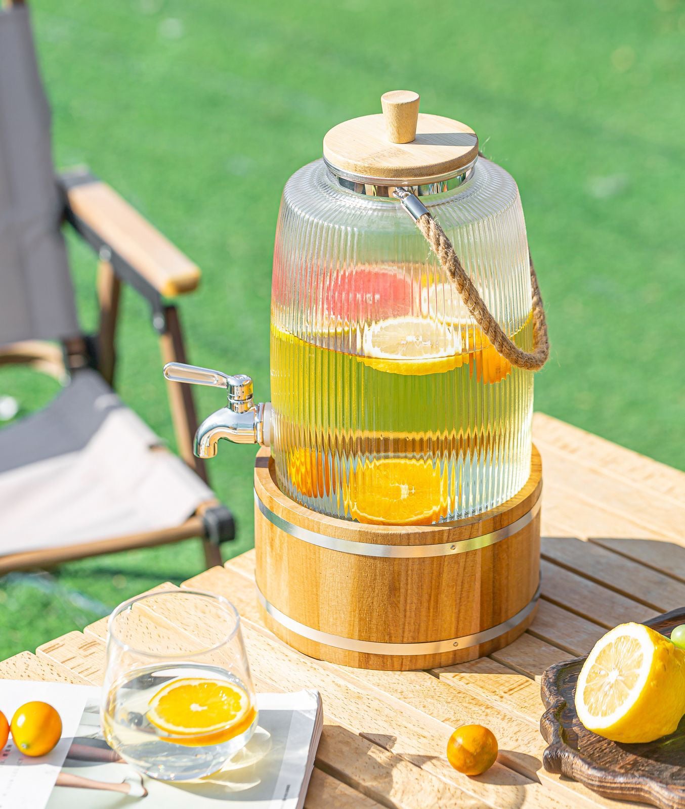 Premium Glass Beverage Dispenser – With Wooden Lid & Base | 3L & 6L Sizes