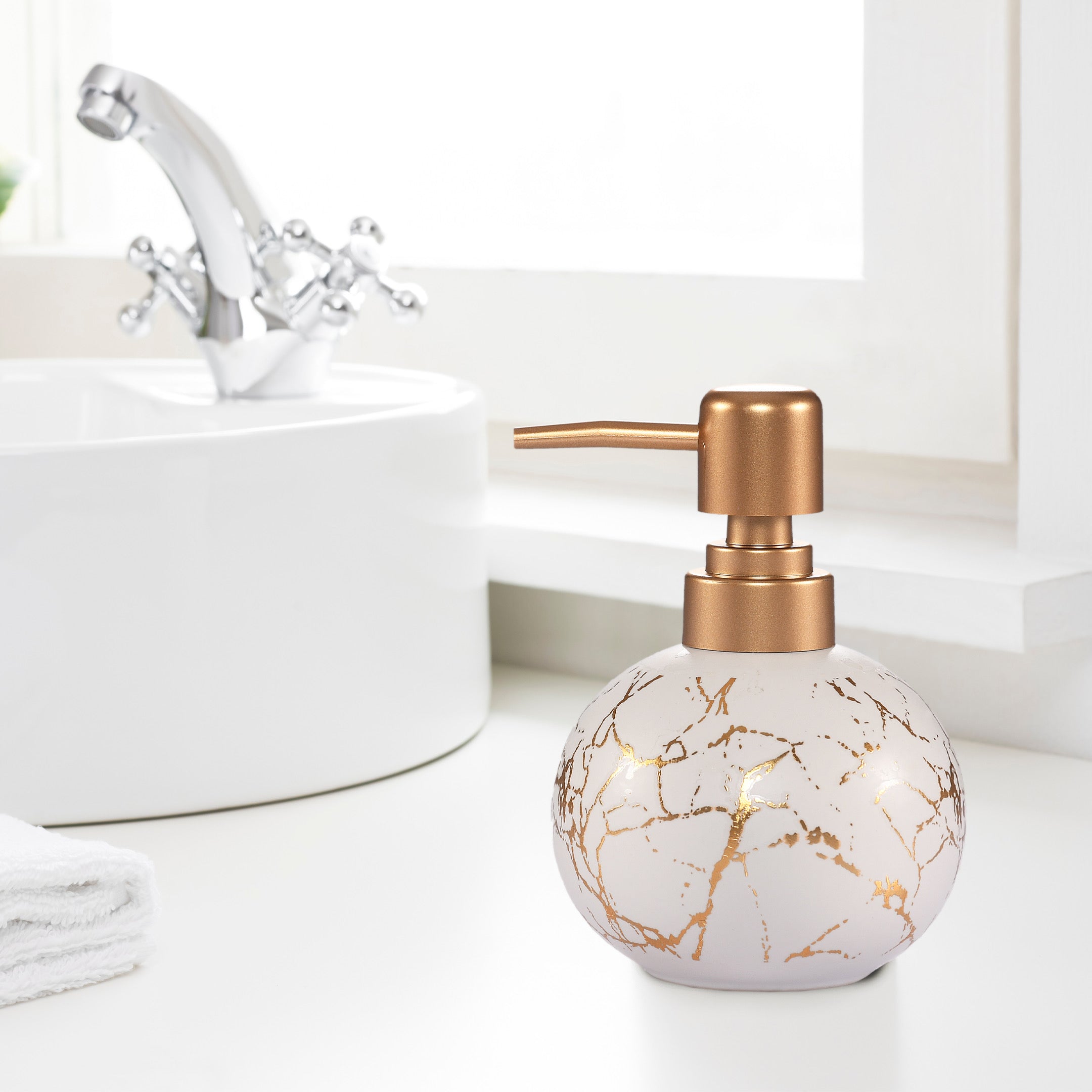 Modern Ceramic Soap Dispenser – 400ml Refillable Bottle