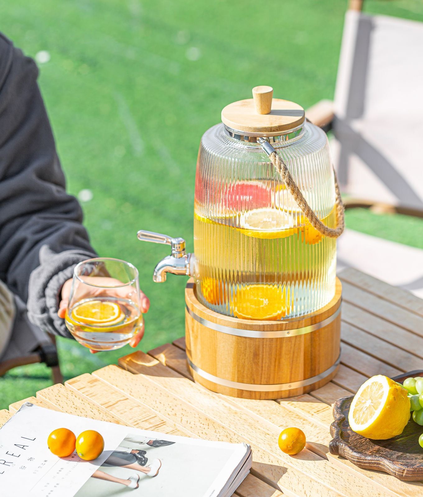 Premium Glass Beverage Dispenser – With Wooden Lid & Base | 3L & 6L Sizes