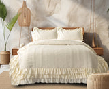 Luxury Microfiber Quilted Bedcover with 3-Layer Frill - 72x78 Inches + 16" Frill with 2 Pillow Covers