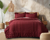 Luxury Microfiber Quilted Bedcover with 3-Layer Frill - 72x78 Inches + 16" Frill with 2 Pillow Covers