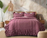Luxury Microfiber Quilted Bedcover with 3-Layer Frill - 72x78 Inches + 16" Frill with 2 Pillow Covers