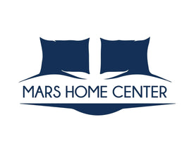 Logo of Mars Home Center with two blue pillows on a white background